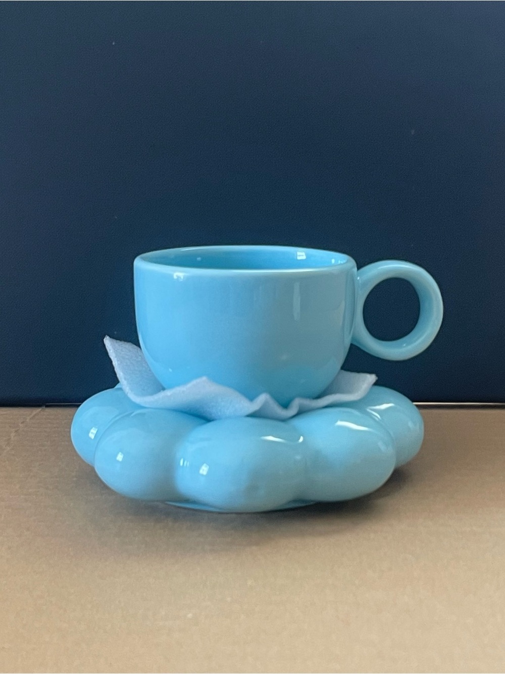 Cerra ceramic Bubble mug/cloud saucer and cup set Light Blue Color. Open box